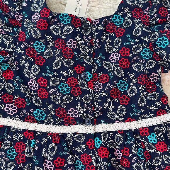Janie and Jack Floral Wide Leg Jumpsuit in Merchant Marine Size 18/24 Months - Picture 6 of 7